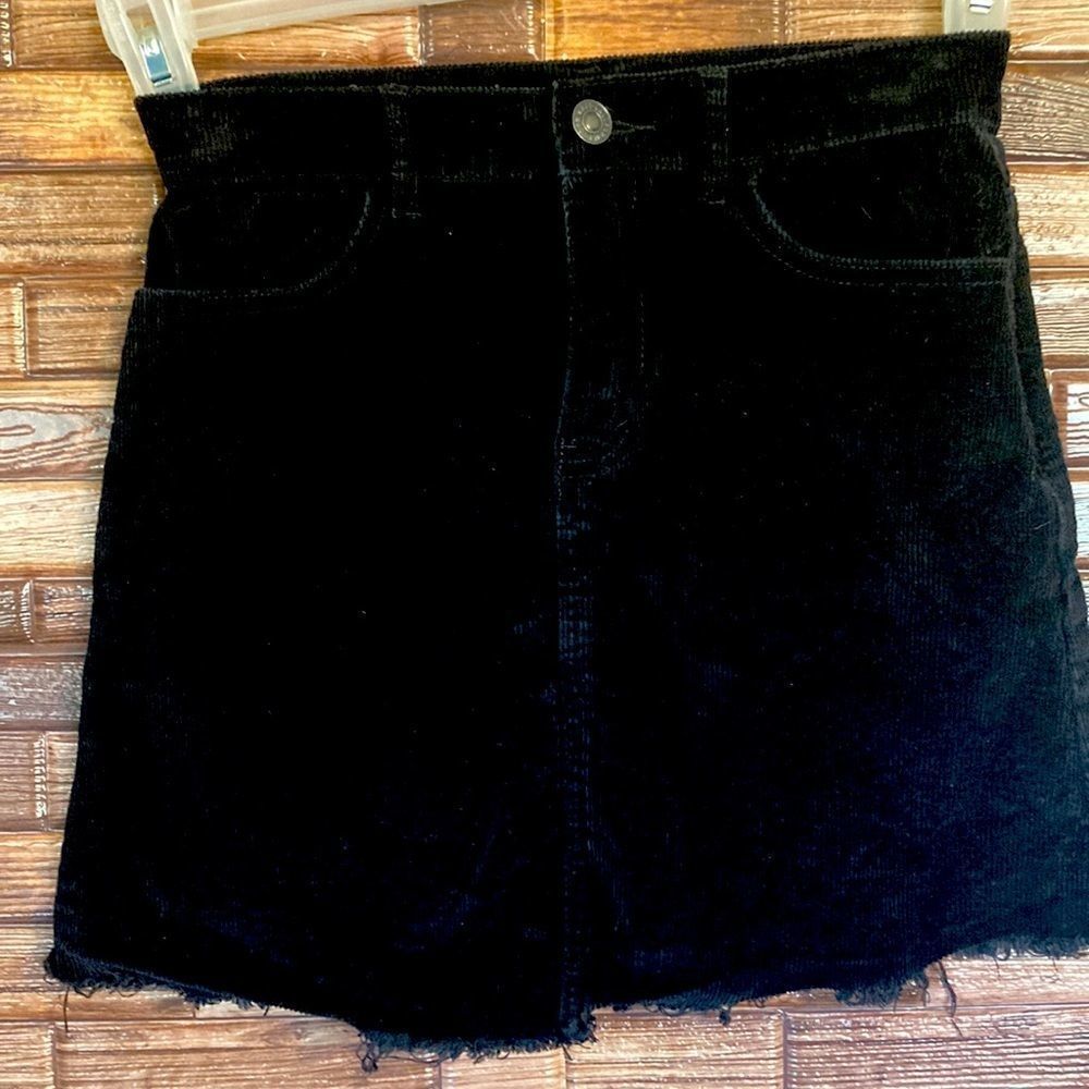 Small PacSun John Galt Black Corduroy Mini Skirt